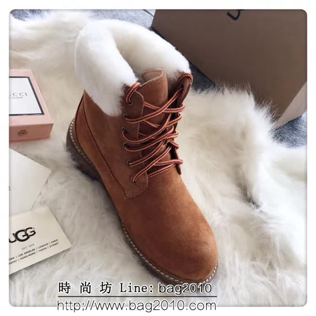 UGG 2018爆款 牛磨砂皮 栗色 時尚保暖 馬丁靴 QZS2245